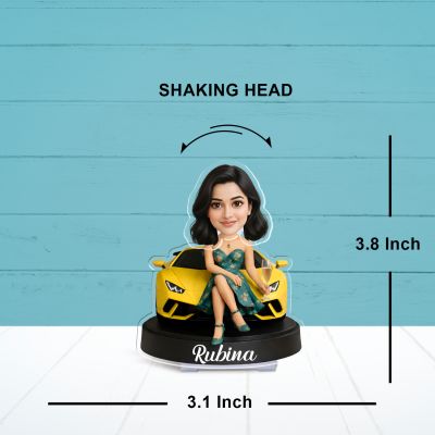 Personalized The Queen of Ledership Booblehead Caricature for Girls Battery Powered Moving Head Feature | Birthday Gift for Daughter, Sister, Mom & Lady Boss | Tabletop Decor